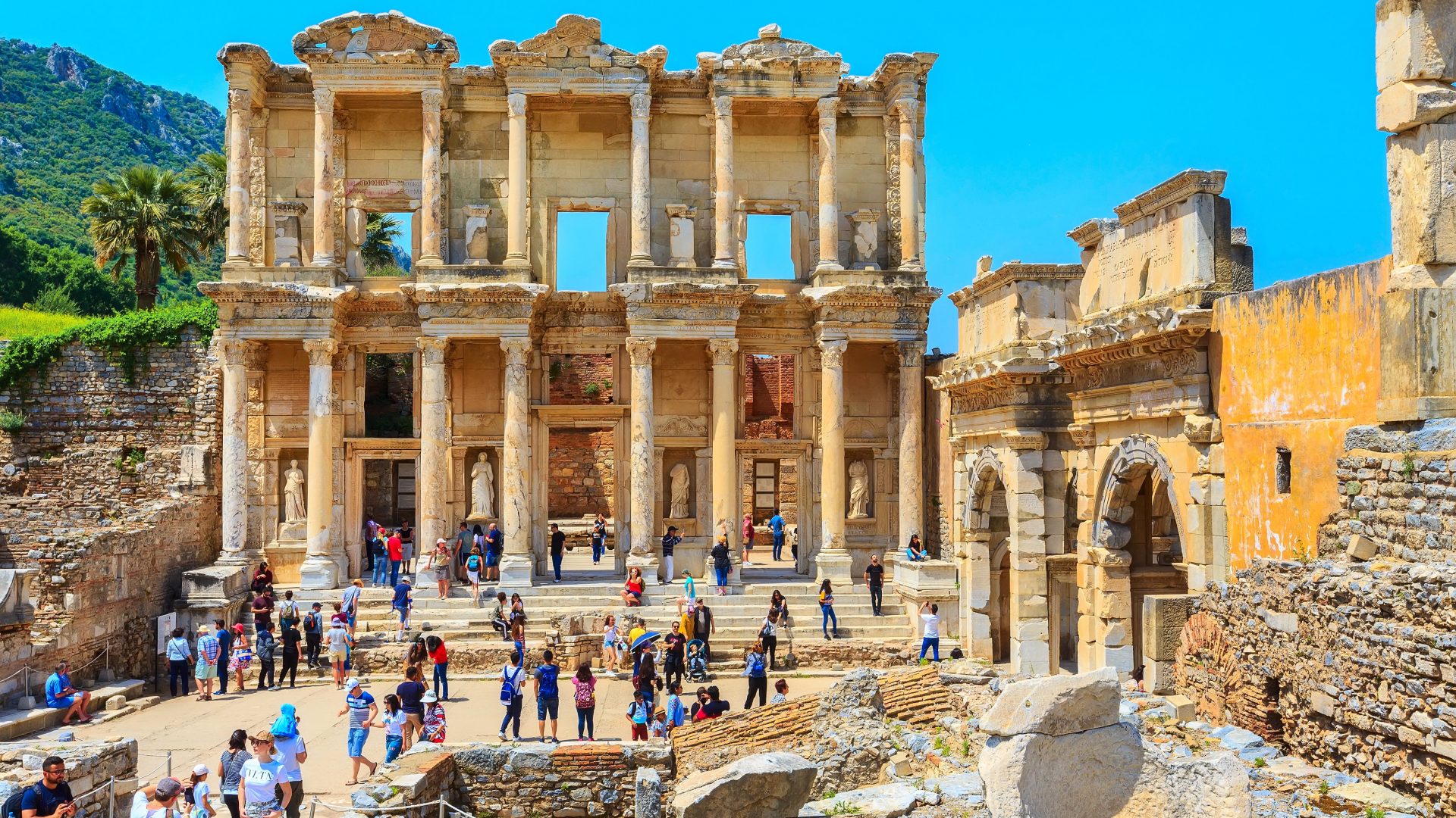 Ephesus Ancient City Celsus Library Group of People