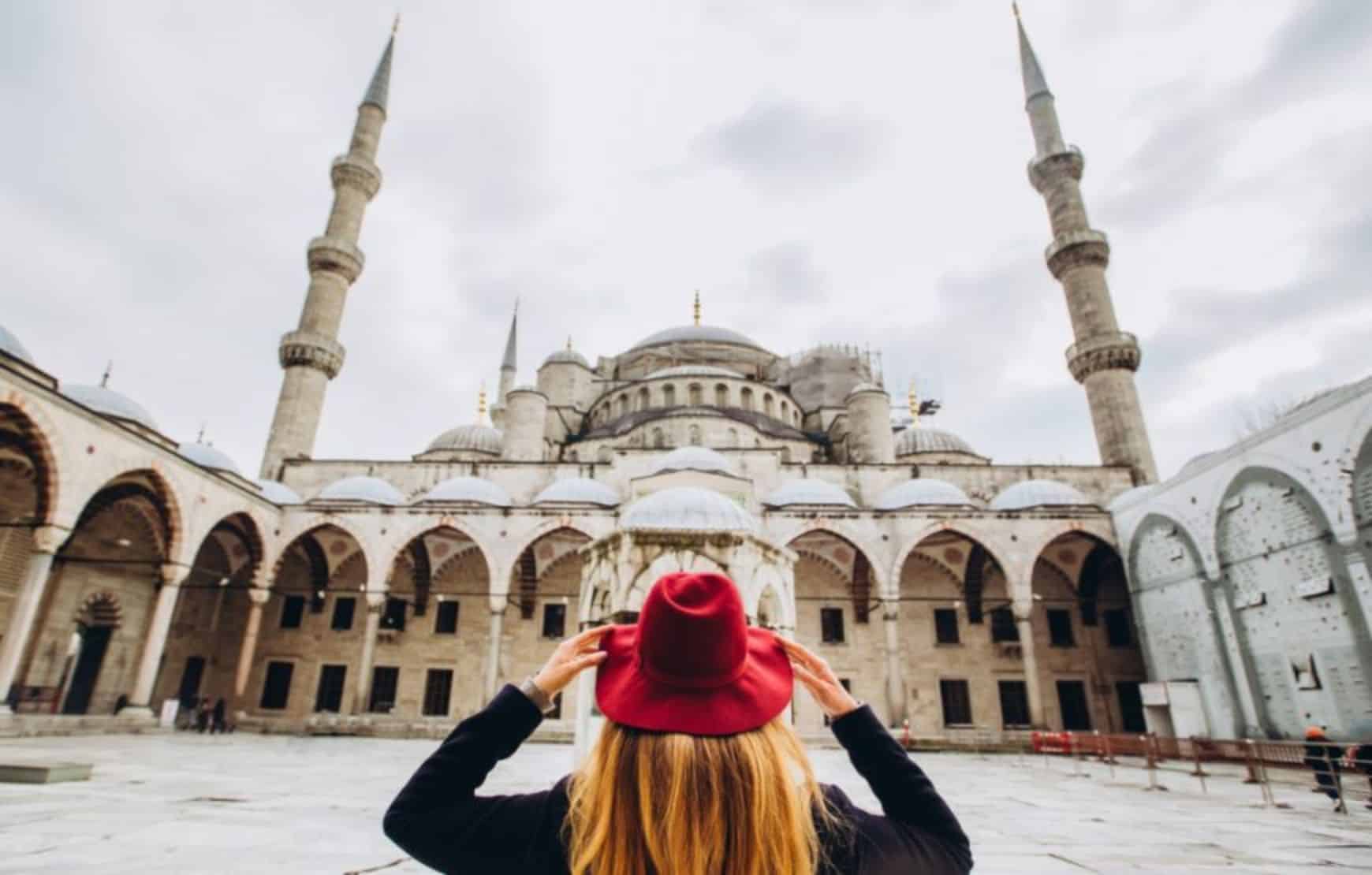 woman at blue mosque