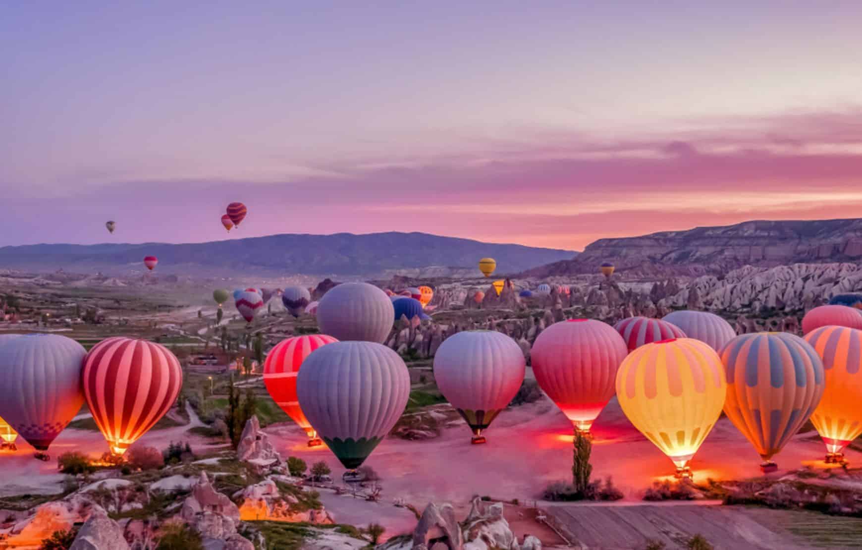 Cappadocia Hot Air Balloon Ride launch site from above take a chance to ride at our Istanbul and Cappadocia Private Tour