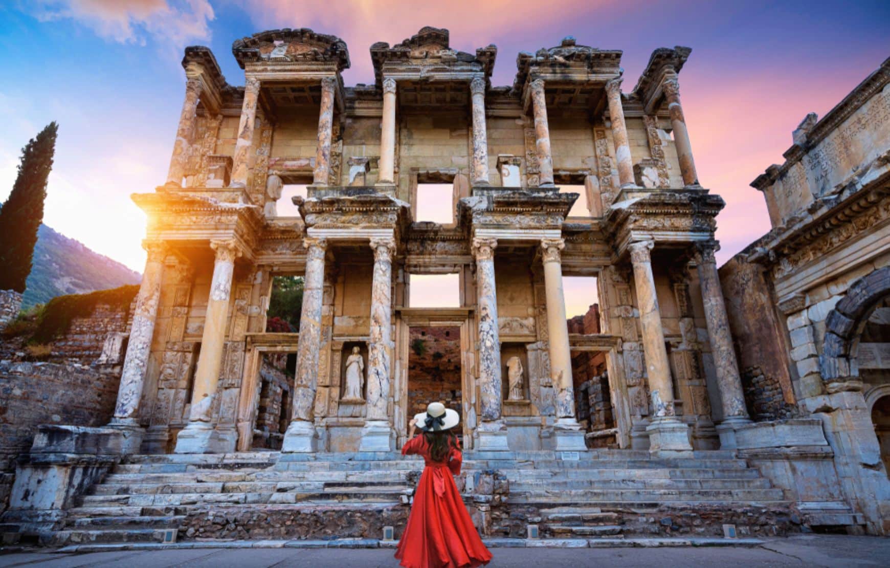 A woman in celsus library - Turkey