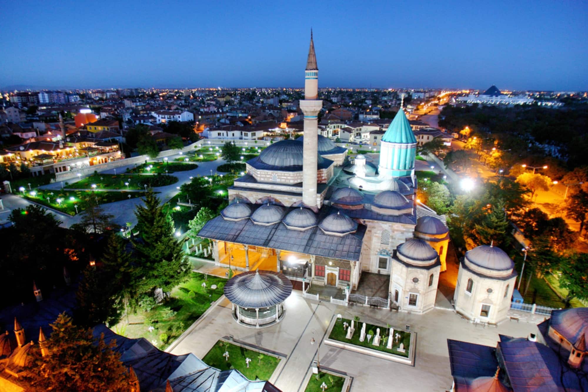 Aerial view of Mevlana Museum in Konya