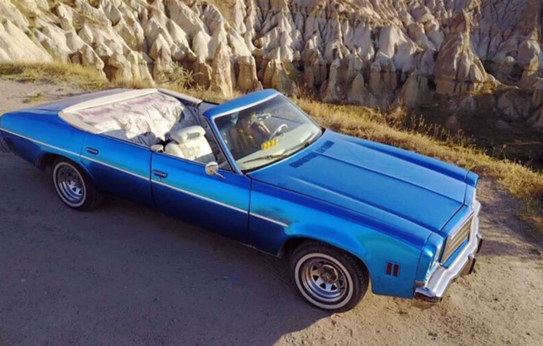 blue vintage car at our Cappadocia Classic Car Tour