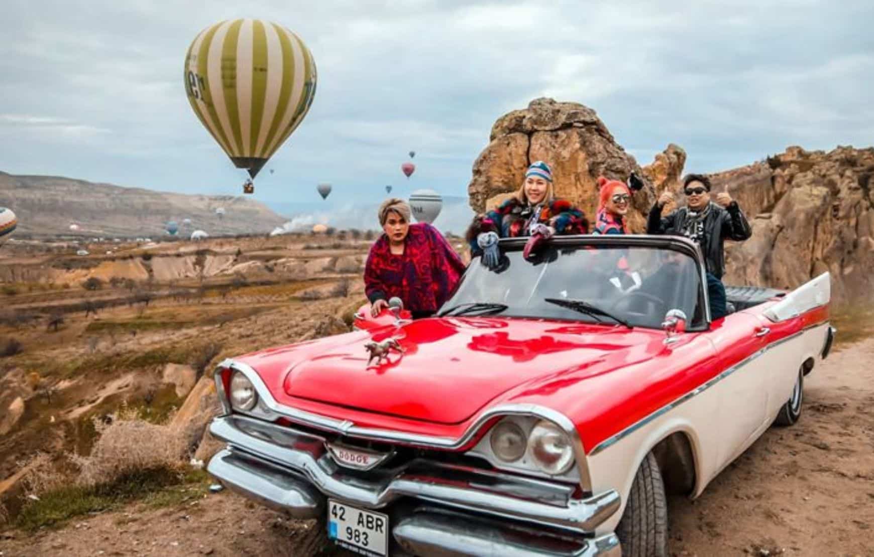 a small group in our Cappadocia Classic Car Tour