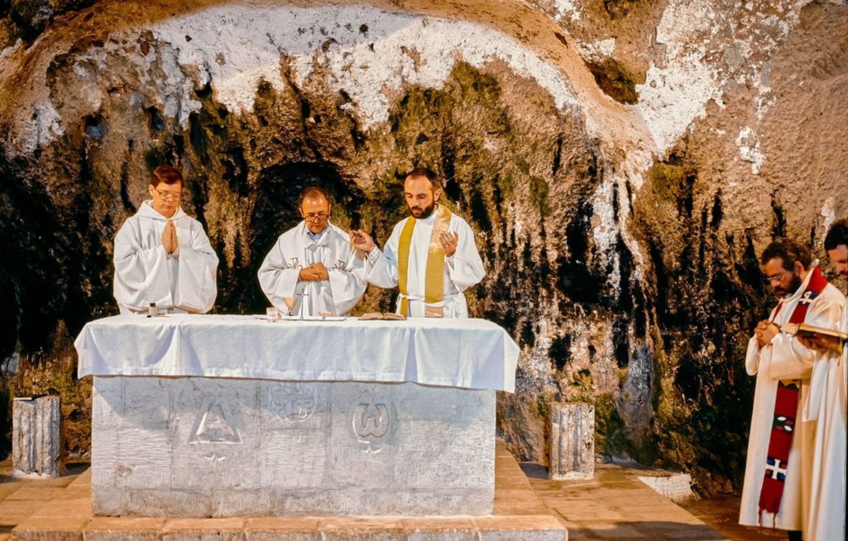 Praying session in a cave church in Turkey