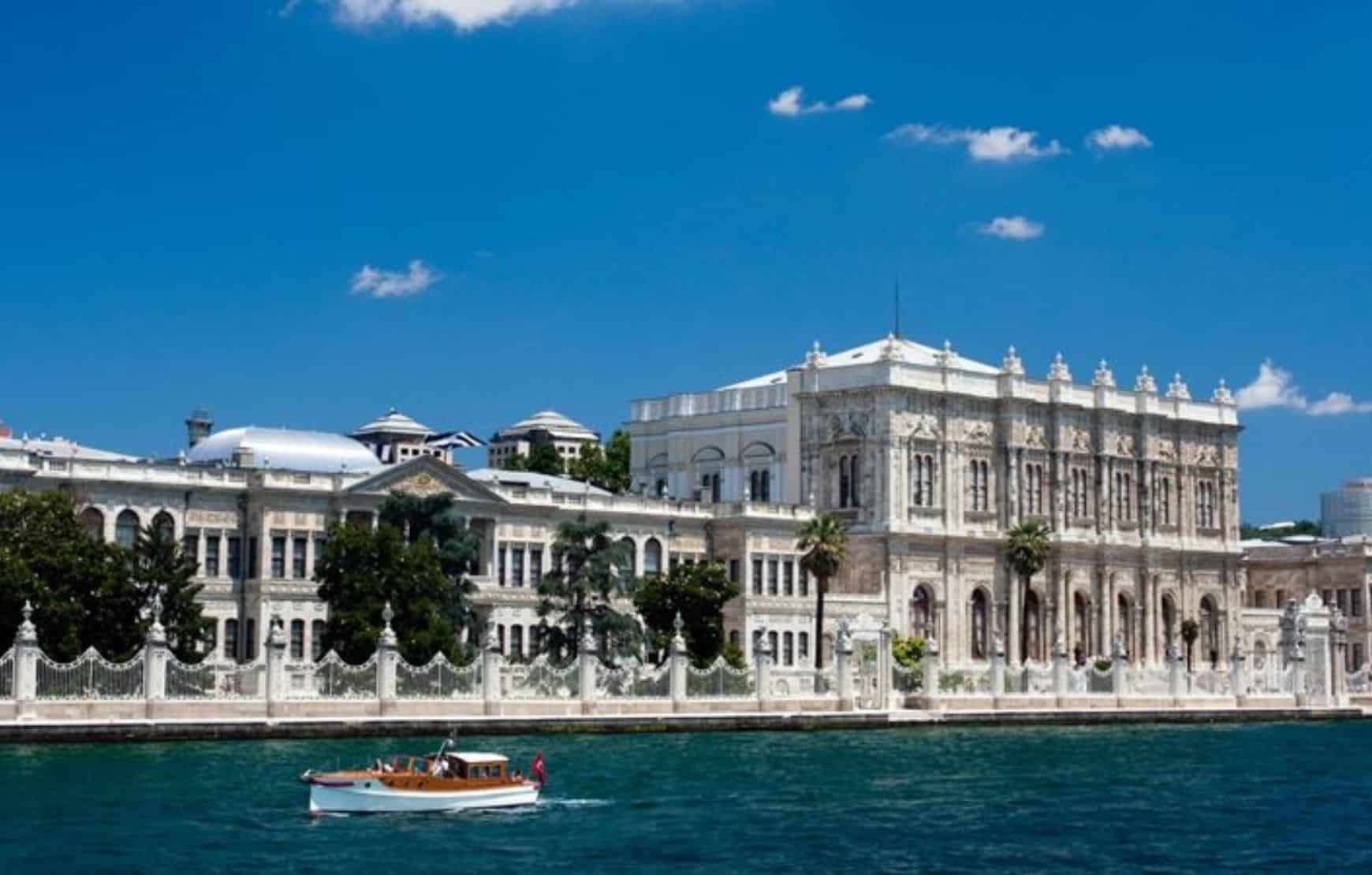 See Dolmabahce Palace from cruise at our Istanbul Two Continents Tour