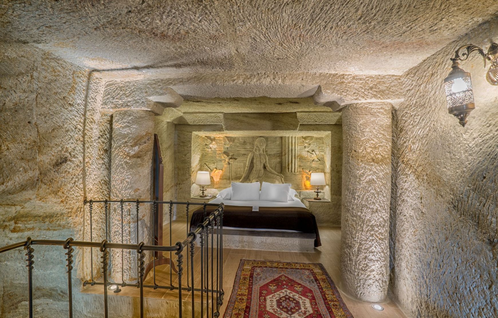 Cave room and king bed at Utopia Cave Cappadocia