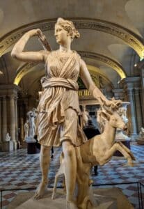 artemis goddess statue in louvre - paris